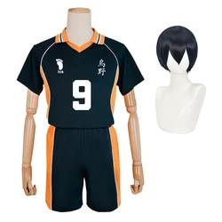 HOLOUN Haiky Anime Kageyama Tobio Cosplay Costume Wig Jerseys NO.9 KARASUNO High School Vollyball Uniform Top Short Daily Wear