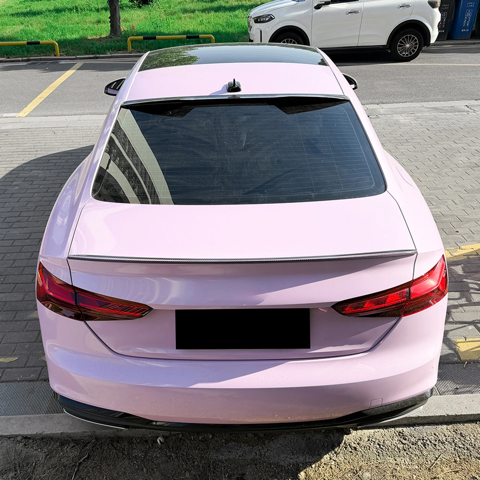 

Rear Trunk Roof Spoiler Wing For Audi A5 S5 F5 Coupe 2017-2024 Carbon Fiber Look/Gloss Black Tail Deflector Upper Splitter Lip