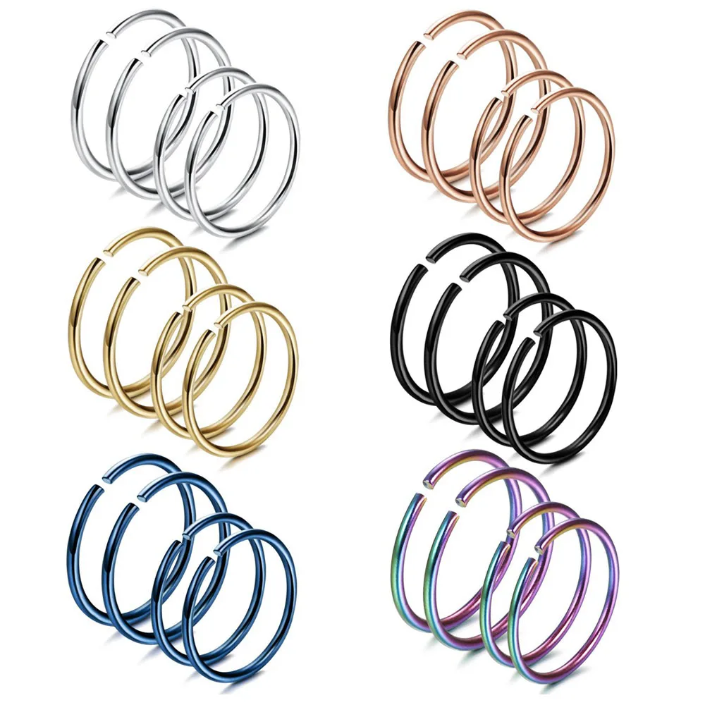 

24PCS Stainless Steel Body Jewelry Piercing Nose Ring Hoop Nose Piercing 20G 16G