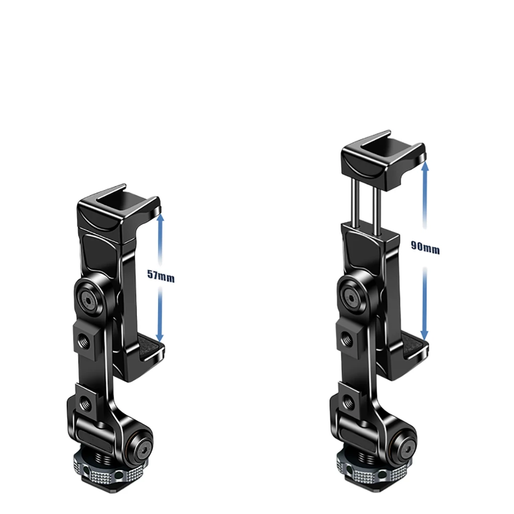 Vertical Metal Phone Holder Clamp with 3 Cold Shoe 360° Rotatable Tripod Mount for Iphone Android Smartphone Tripod Adapter image 4