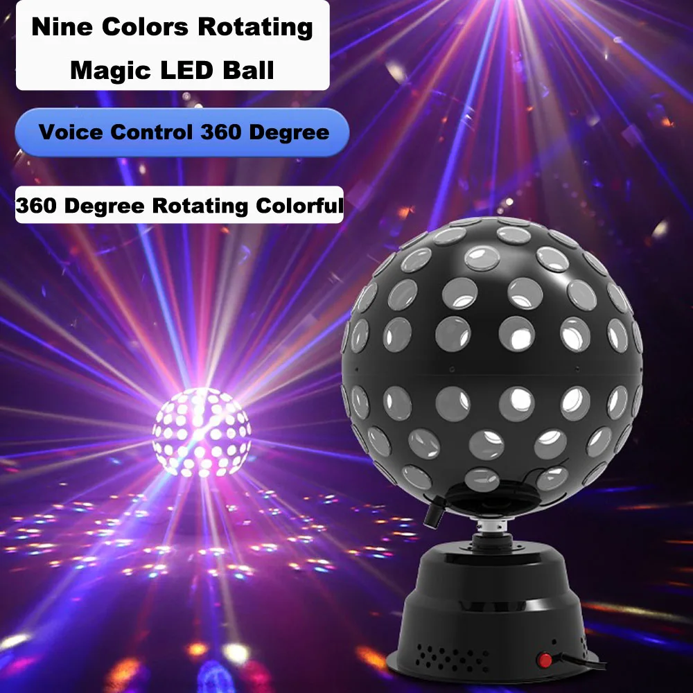 Remote Control 9Color Rotating Magic Ball Light Stage Effect Light DJ Light Sound Control Lighting For KTV Disco Party Bar