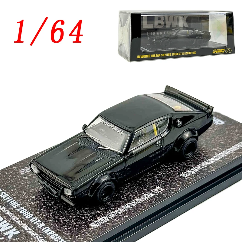 

INNO Diecast 1/64 Scale Nissan Alloy Car Model Nissan Skyline 2000 GT-R (KPGC110) LBWK Black Model Cars Toys for Boys Gift