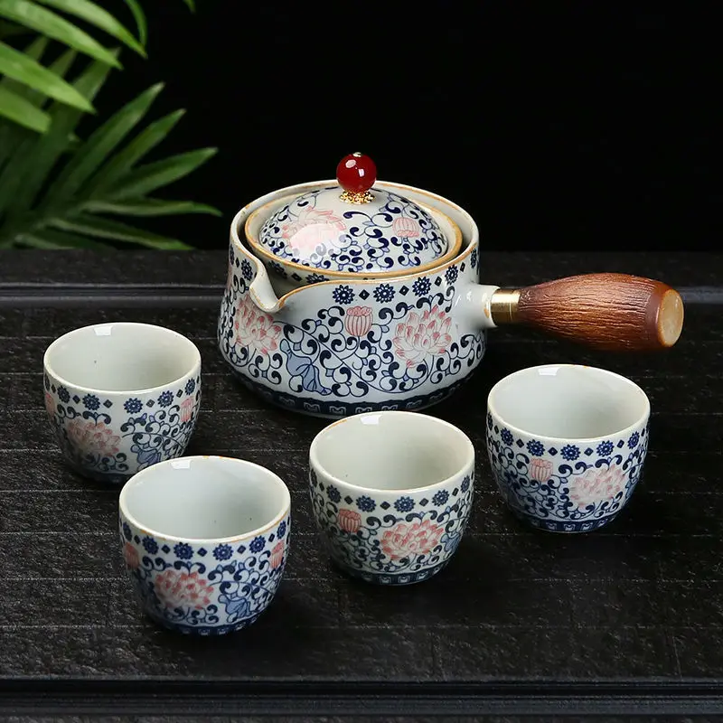 Unique Tea Sets Flowers Exquisite Stone Grinding Shape Handmade Tea Pot Cup Set Chinese Tea Ceremony Gift GungFu Tea Cup Teaware