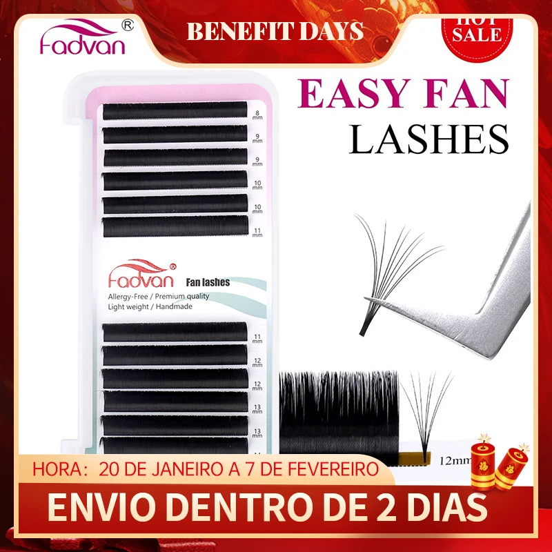 Fadvan Easy Fanning Eyelash Extensions flora Lash Soft Black Russian Volume Lashes Flare Auto Fan Eyelashes Makeup Natural Cilia