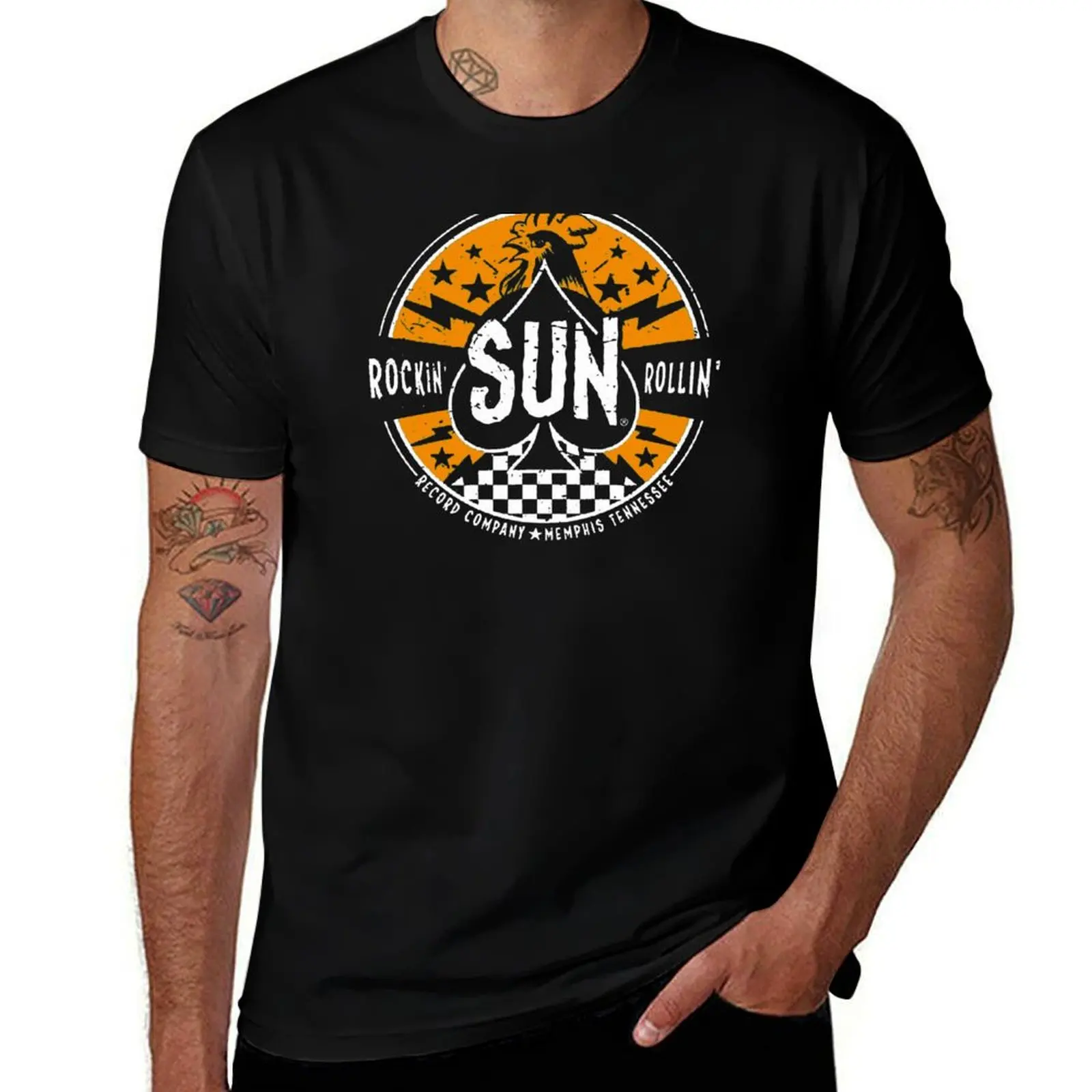 

Rockin Rollin Sun T-Shirt t shirt men 100% cotton luxury brand man t shirt summer