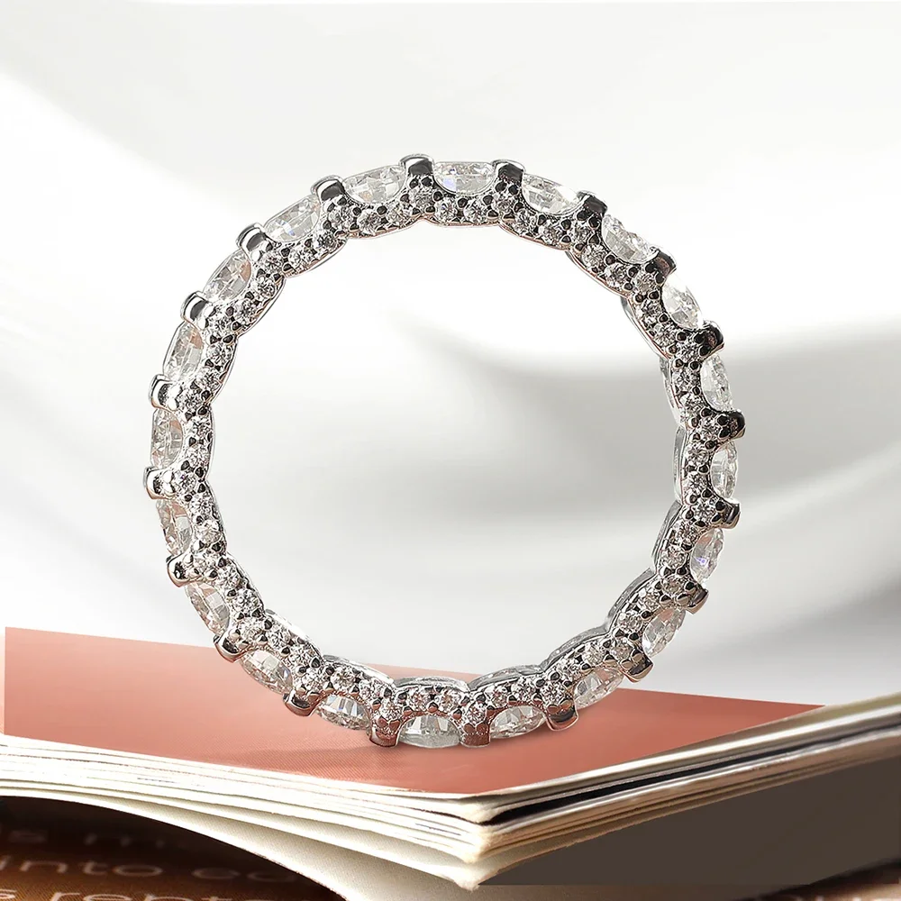 Serenity 3mm D couleur Moissanite anneaux pour femmes hommes cadeau 100% S925 argent Sterling plaqué 18K laboratoire diamant rangée anneaux bijoux fins