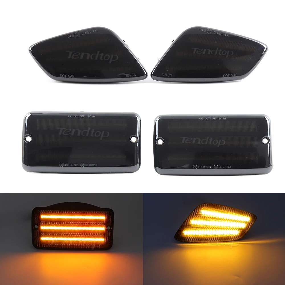 4PCS 1997-2006 Jeep Wrangler Turn Signals/ Parking/Driving Lights Amber LED Side Marker Light Replace OEM Sidemarker Lamps