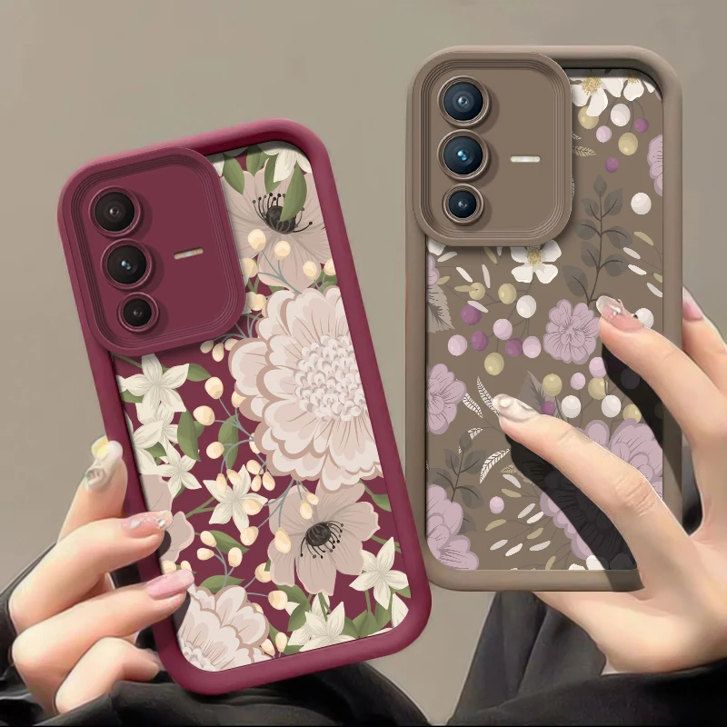 زهرة سيليكون جراب هاتف ل Vivo V60 V27 V25 V23 V23E V50 V40 Pro V30 SE V30E V29E V29 V27E ماتي رشاقته واقية الوفير #2