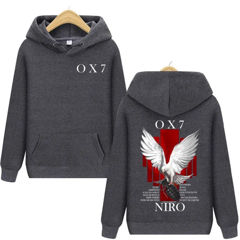 Rapper Niro OX7 Álbum Merch Hoodie Homens Mulheres Roupas Hip Hop Moda Moletons com Capuz de Alta Qualidade Fleece Pulôveres de Grandes Dimensões