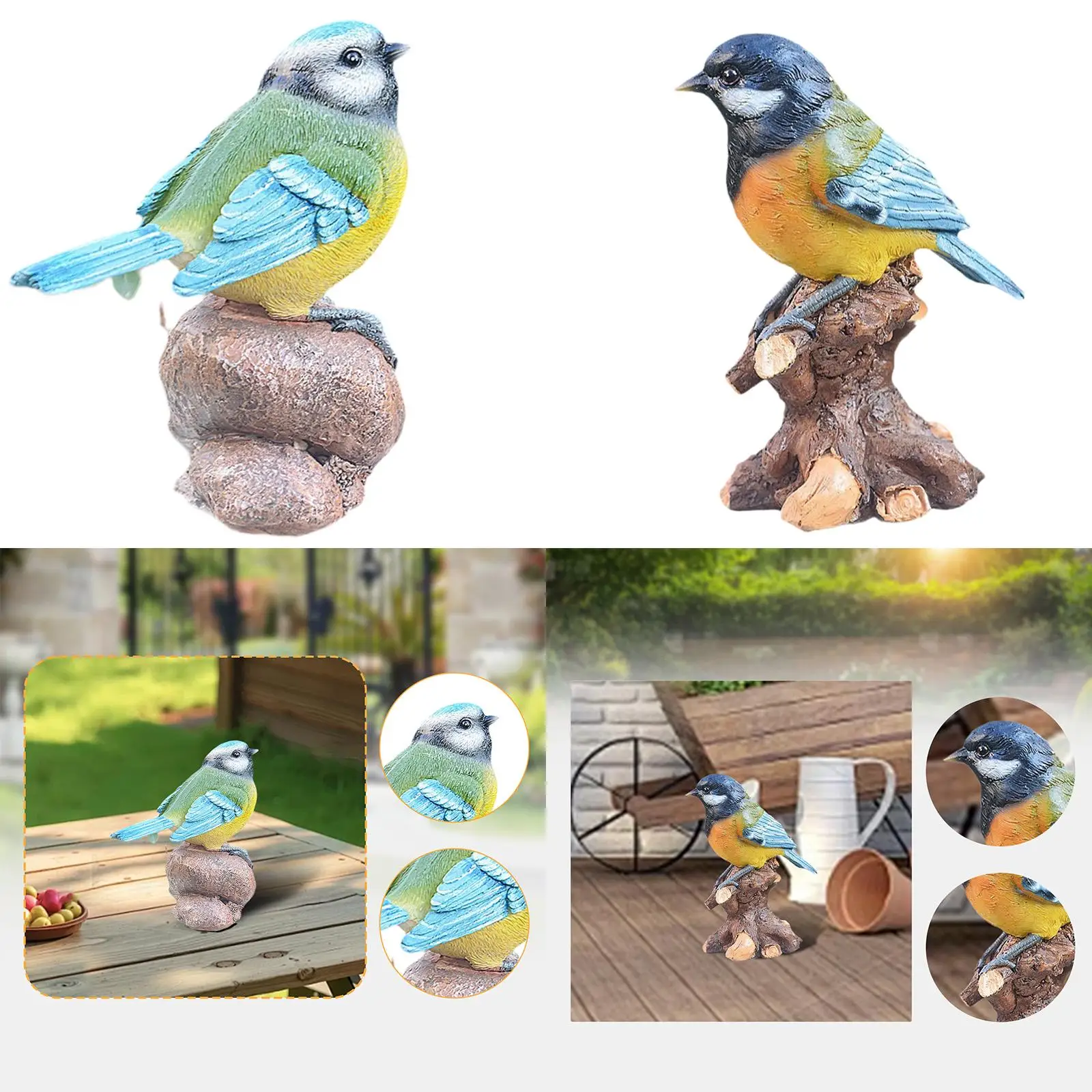 Bird Figurine Garden Sculpture Small Animal Model Art Decor Bird Statue Decoration for Porch Indoor Outdoor Garden