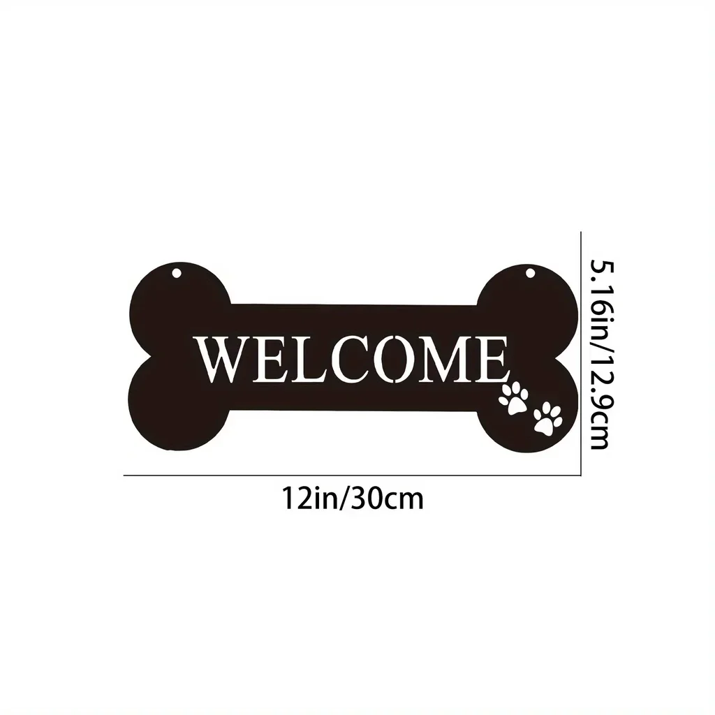 HELLOYOUNG  Welcome Bone Dog Metal Wall Hanging Sign Cute Kawaii Home Decor Garden Office Yard Decoration Metal Unique Sculpture