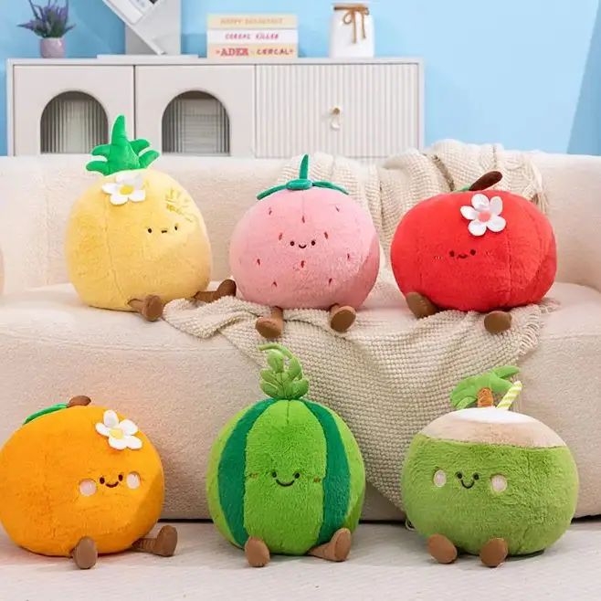 

30cm Cartoon Fruit Pillow Watermelon Coconut Pineapple Watermelon Sofa Cushion Soft Nap Home Bedroom Chair Cushion Kids Favors