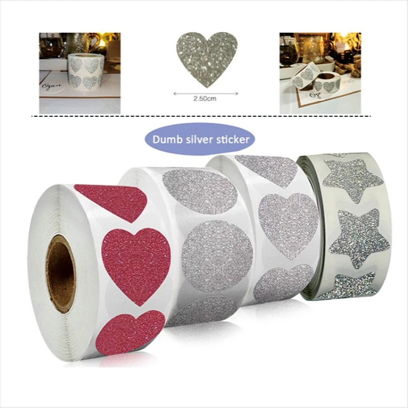 New Shiny Film Roll Valentine's Day Sticker DIY Love Gift Commercial Decoration Seal Sticker Self-adhesive Sticker Diy Stickers