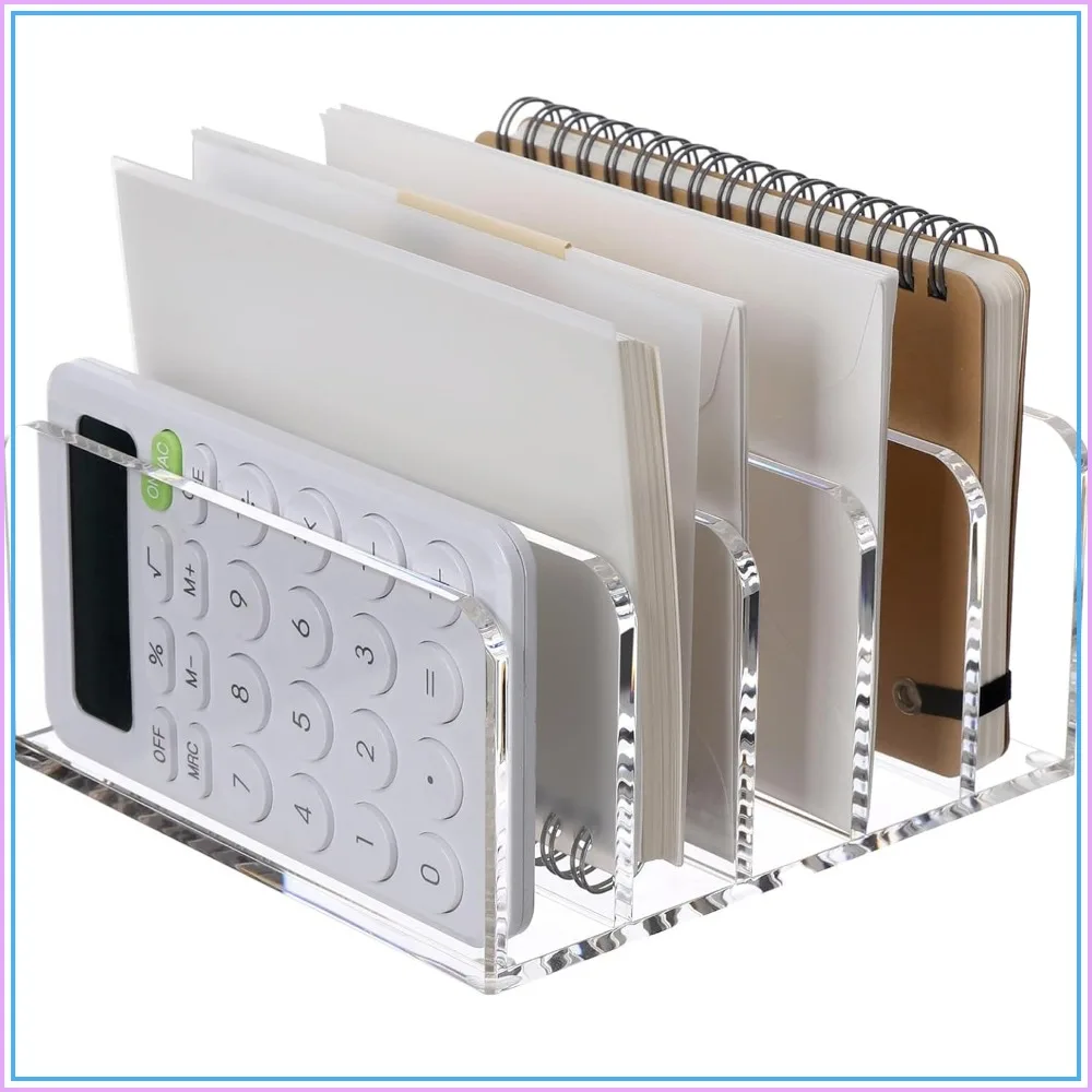 

5-Compartment Acrylic Desktop File Organizer, Clear Letter Sorter for Office Home School