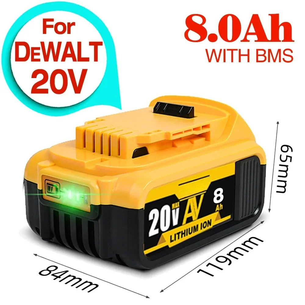 Original DCB200 20V 8000mAh Lithium Replacement Battery For Dewalt 18V DCB184 DCB200 DCB182 DCB180 DCB181 DCB182 DCB201 DCB206