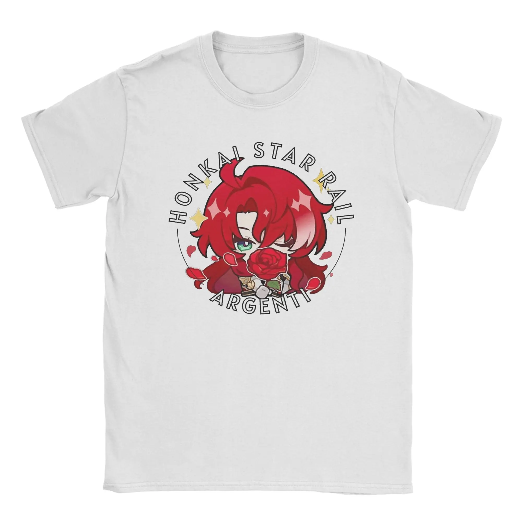 Honkai Star Rail Argenti Gamer Camiseta de algodón puro para hombres playa Y2K camisetas divertidas cuello redondo novedad camisetas de talla grande gran oferta Tops