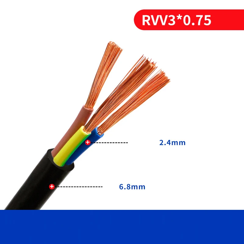 

2-50m DIY Waterproof Copper Wire PVC Insulation 2/3 Cores Cable for Outdoor Lighting Fixtures Wire Power Cable Sheathed Wires