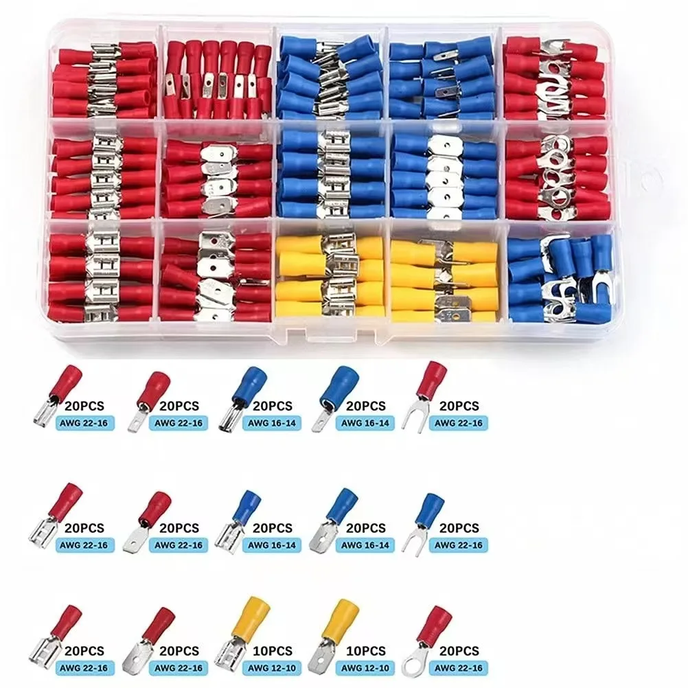 280pcs Electrical Wire Connectors Kit Male Female Insulated Terminals Cold Crimp Terminals Assorted Spade Butt Connector Kit
