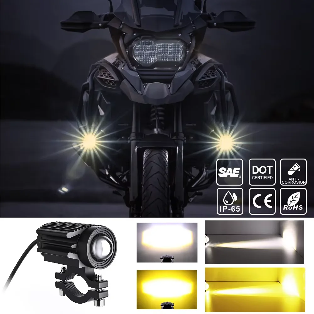 Mini LED Driving Lights 3000K 6000K 12000LM Motorcycle Auxiliary Headlight 12V Offroad 4X4 Motorbike Front Lamp