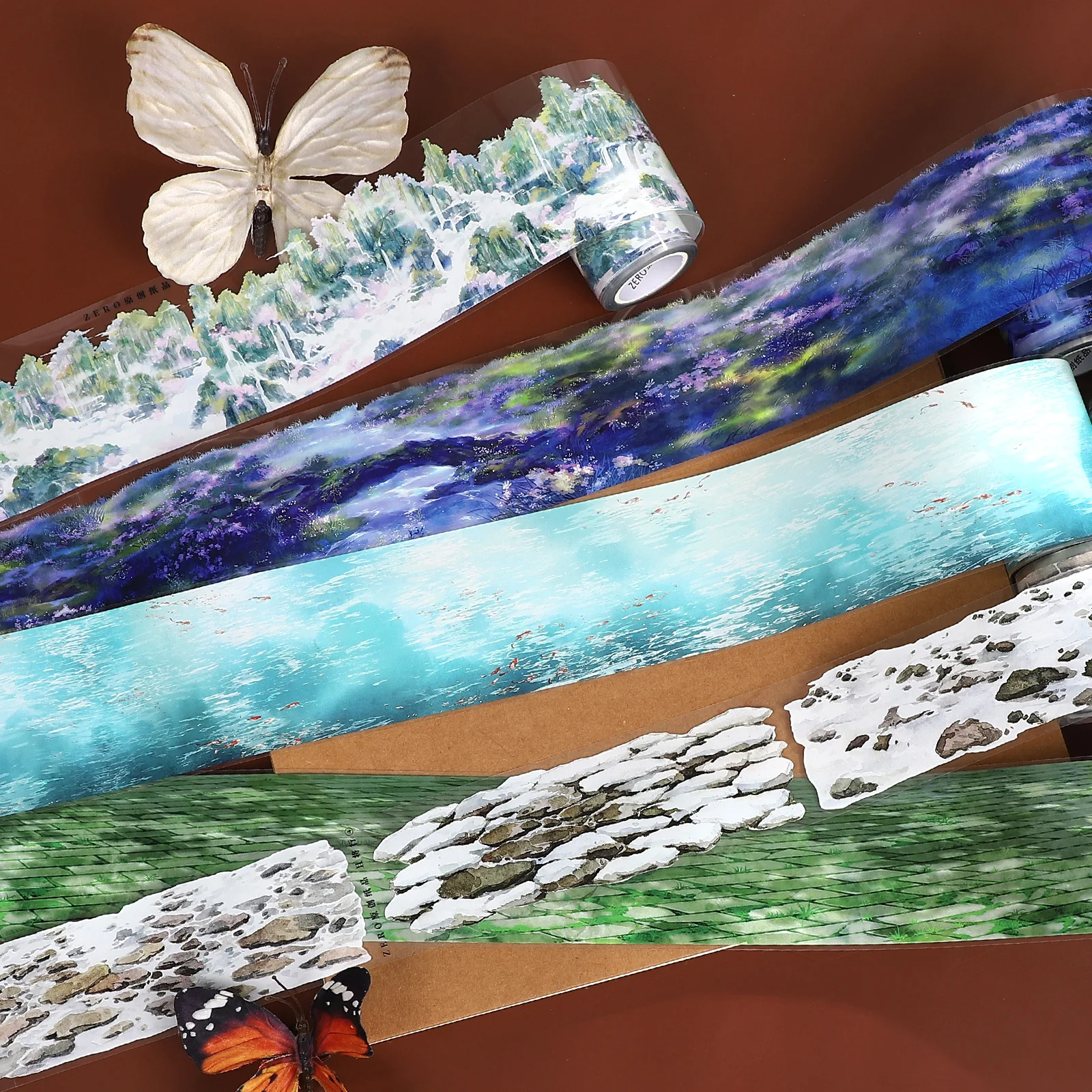 jianwu-500cm-estilo-antigo-vintage-parede-de-agua-flor-paisagem-material-colagem-scrapbook-fita-pet-criativo-diario-papelaria