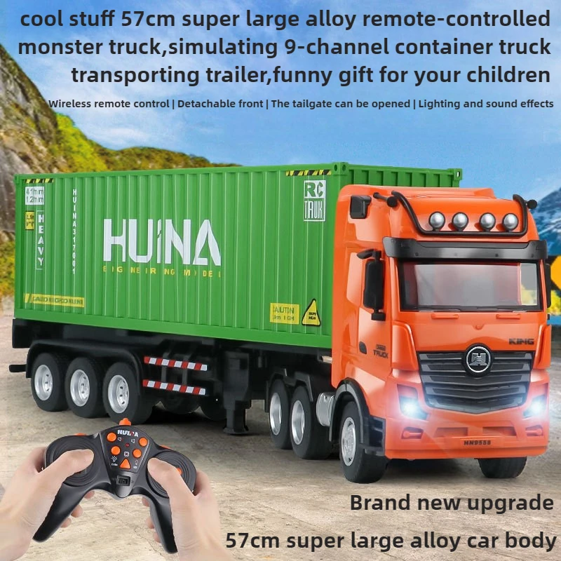 

Cool Stuff Toy Car Gift-57cm Super Large Alloy Rc Truck,9-channel Container Truck,Remote Control Car,Toys for Boys,Monster Truck