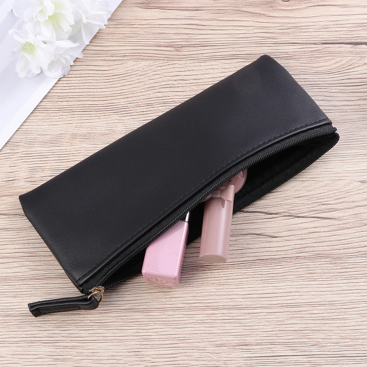 Pencil Bag Pu Minimalist Design Stationery Storage Bag For Students Pen Organizer Toiletries