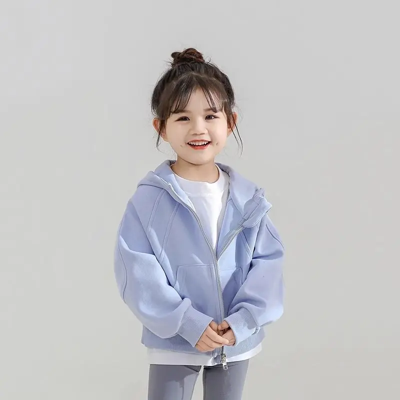 

Girls' 2025 Spring New Korean Style Sporty Knit Hooded Sweatshirt - Casual Stylish Little Kids' Top