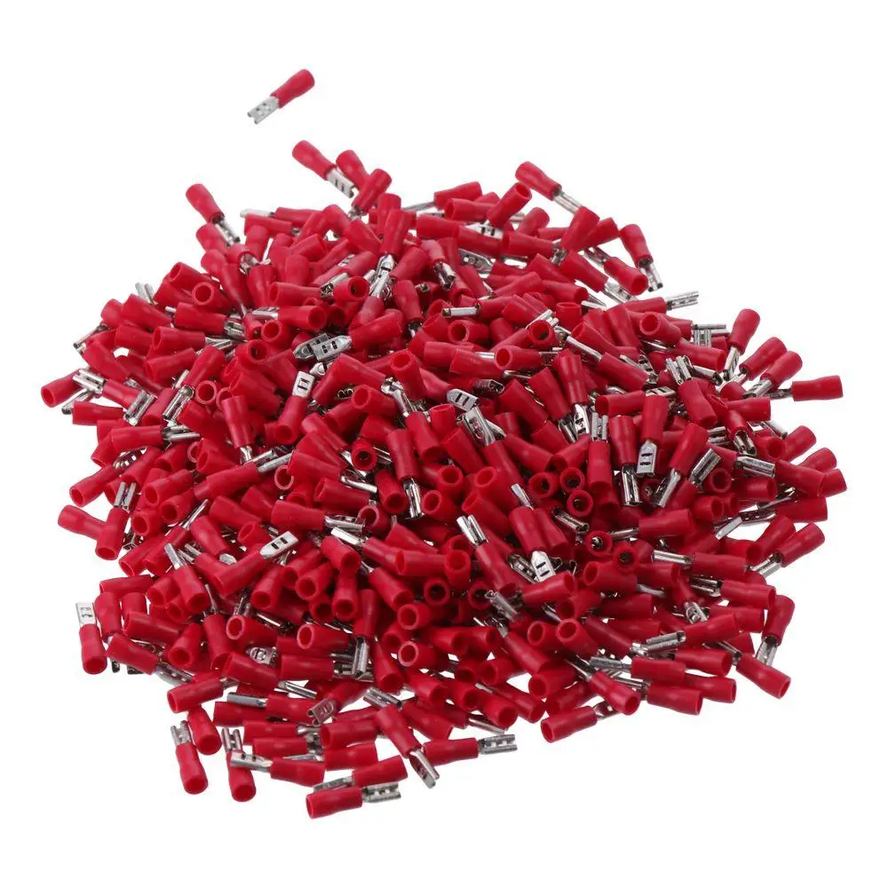 

1000PCS FDD1.25-110 Electrical Crimp Terminal 0.5-1.5mm² AWG 22-16 Red Female Connectors Vinyl 0.5 x 2.8mm