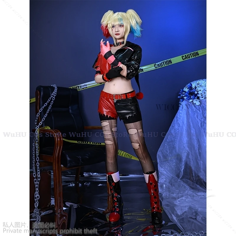 Harley Cosplay Costume Anime Quinzel Suicide Isekai Joker Girl Squad Cosplay Halloween Costume Clown Woman Sexy Party Suits Wig