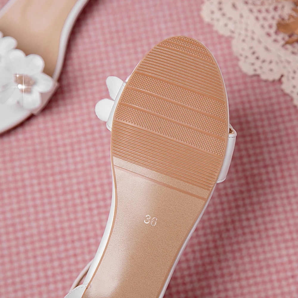 Summer New Sweet Beige Pink Women Sandals Classic Round Toe Chunky Heel Lady Shoes Plus Small Big Size 10 28 30 43