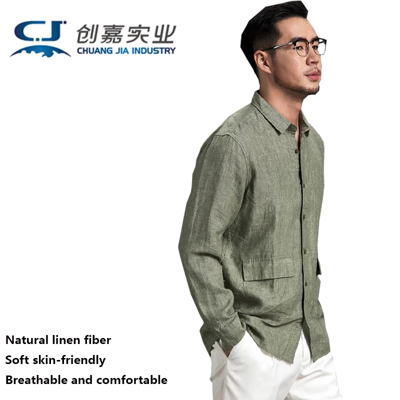 

Льняная мужская рубашка с длинным рукавом на весну и осень, черная уличная повседневная рубашка, свободная одежда больших размеров, 150 кг, 5XL, удобная одежда