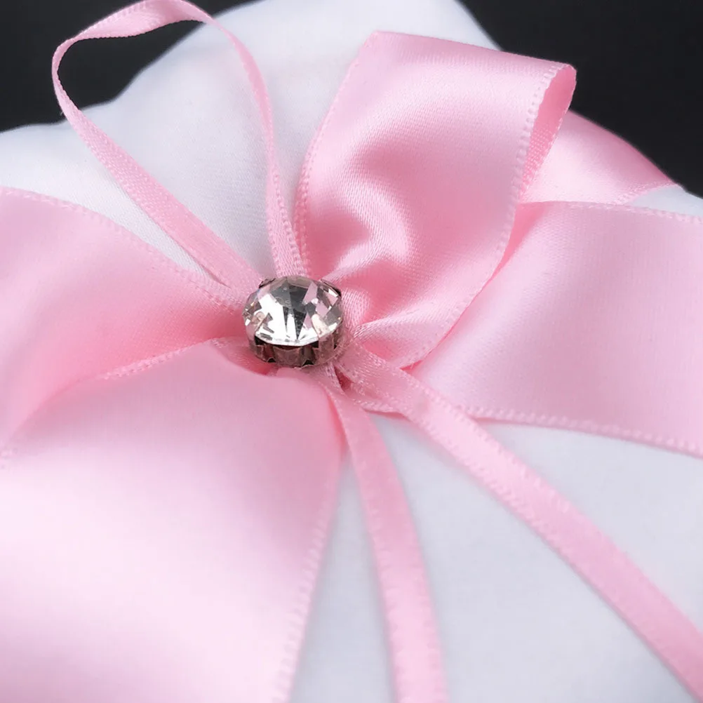 

1Pcs Wedding Ring Pillow Pink 14x14cm Square Design Ring Cushion for Bridal Shower Engagement Celebration Decor