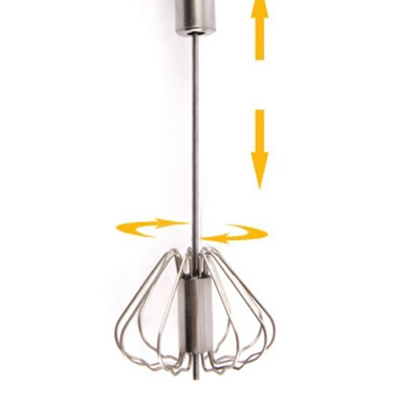 1Pc Eiklopper Semi-automatische Mixer Handleiding Zelf Draaiende Rvs Garde Ei Crème Roeren Keuken Gereedschap Hand blender