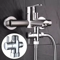 G1/2in 3Way Brass Diverter Valve T-Adapter Converter Bathroom Shower Valve Shower Faucet Water Splitter Diverter Bath Switch