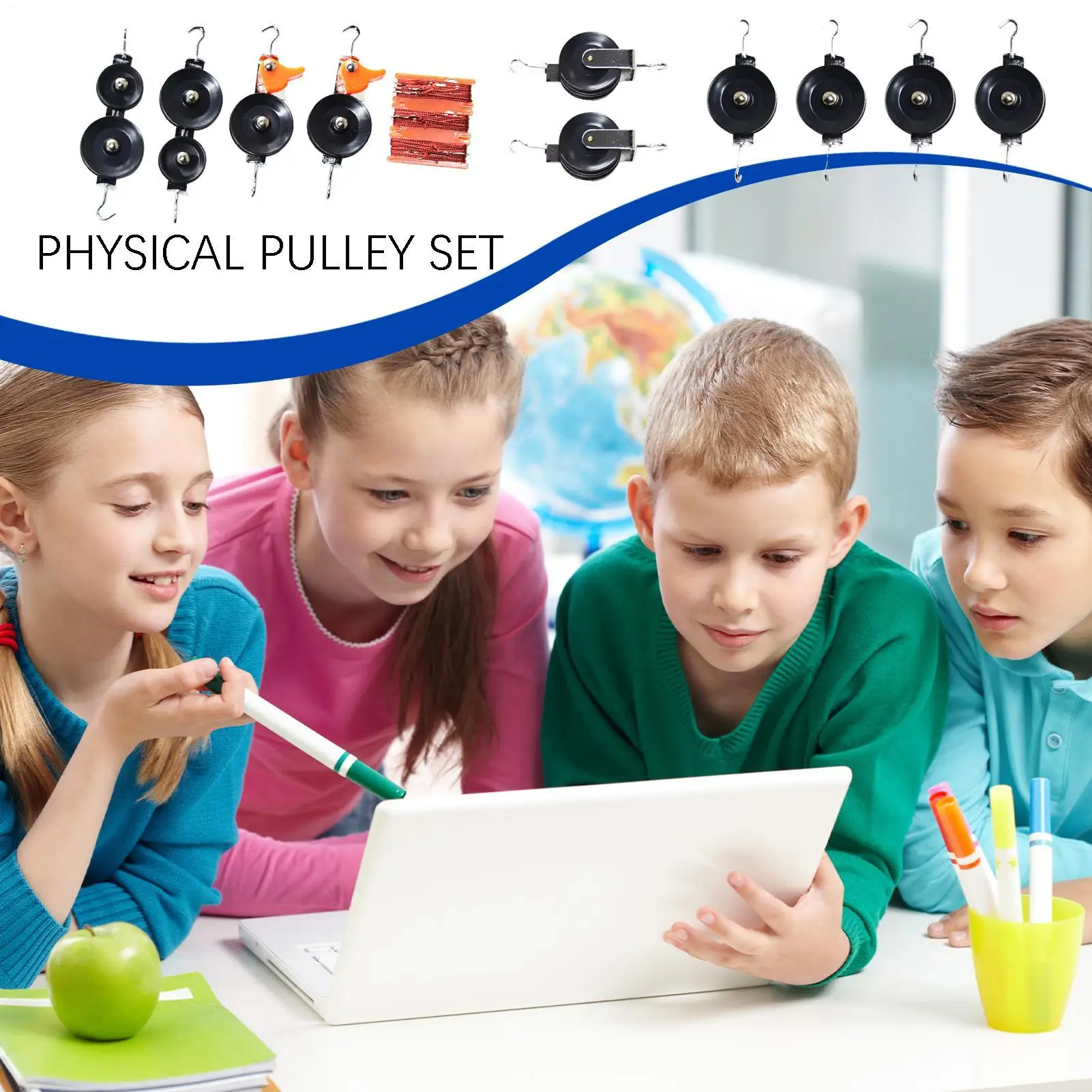 

Блок шкива, металлические обучающие инструменты, система шкивов для лабораторных экспериментов для самостоятельного обучения, групповая учеба, концепция практики, классная комната