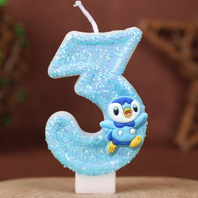 Pokemon Monster Digital Candle Kids Birthday Cake Decoration Cartoon Anime Figure Supplies Party Accessories Christmars Gifts