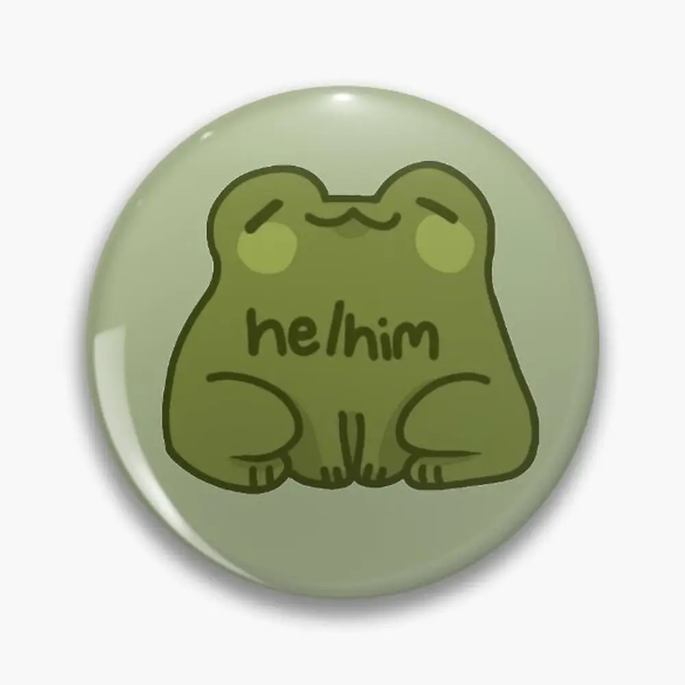 He/Him Frog Pronouns Pin Buttons Brooches  Jewelry Accessory Customize Brooch Fashion Lapel Badges