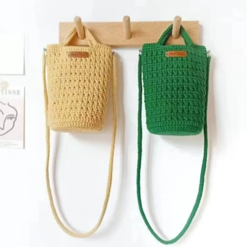 Artistic and elegant mobile phone bag, hand woven shoulder bag, key bag, handbag, random gift of exquisite headphone bag