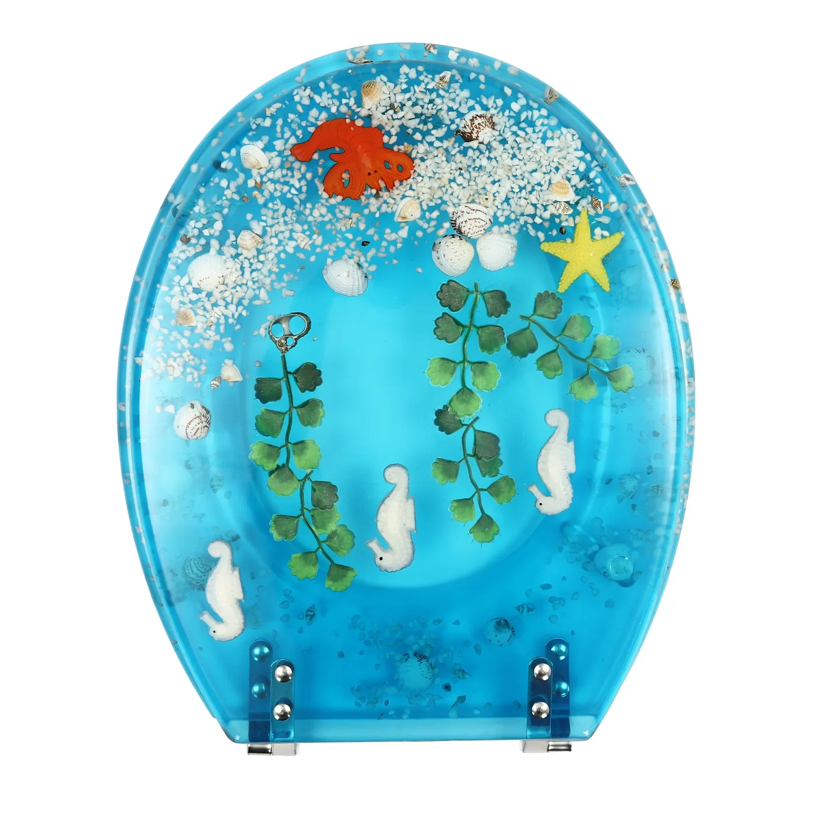 For Resin U/V type Toilet Seat,Aquarium Seat Blue Sea Fish Shells Shape Toilet Seat