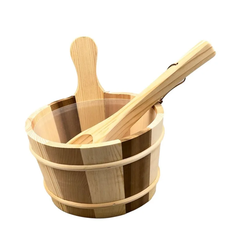 Sauna Aromatherapy Traditional Premium Wooden Sauna Bucket and Ladle Set Natural Spa Steam Accessories