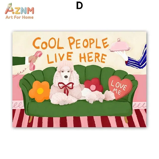 AZNM Playful Leopard Pet Typography Canvas Poster, Frameless Whimsical Colorful Cartoon Art Print Wall Decor For Bedroom Dorm Tr