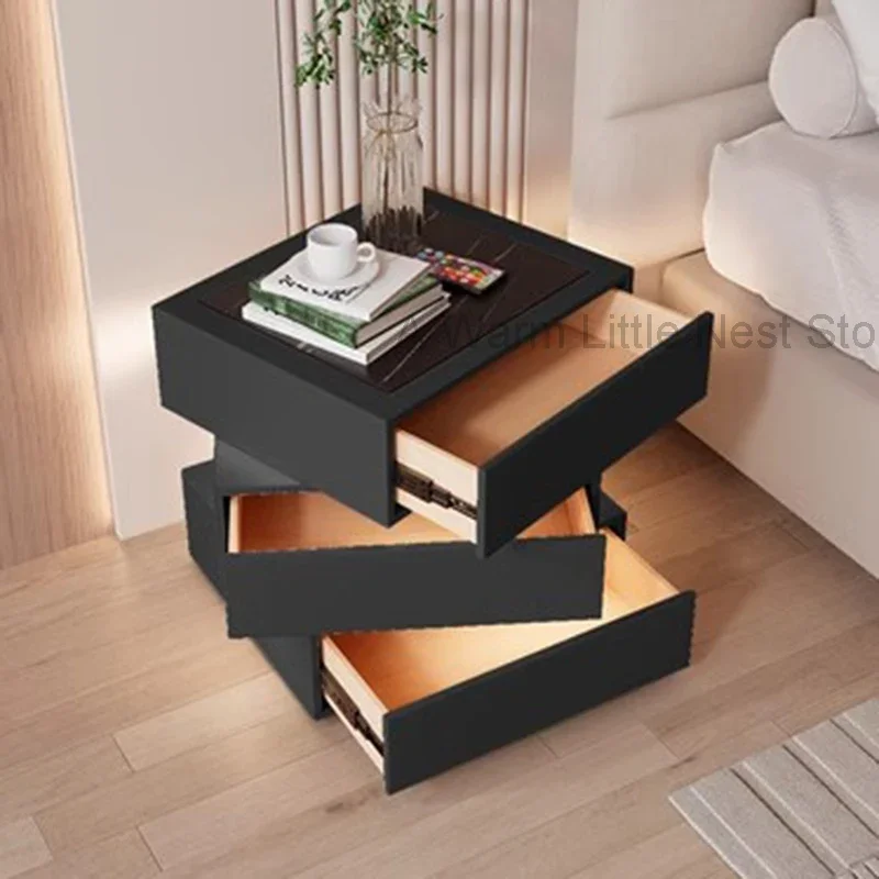 Nordic Modern Nightstands White Minimalist Modern Makeup Bedside Table Storage Box Drawers Center Low Nachttisch Home Furniture