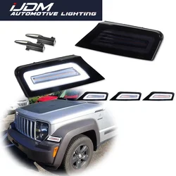 For Jeep Liberty 2008 2009 2010 2011 2012 Dynamic Amber LED Car Front Bumper Turn Signal Lights White Driving/Parking Lights DRL
