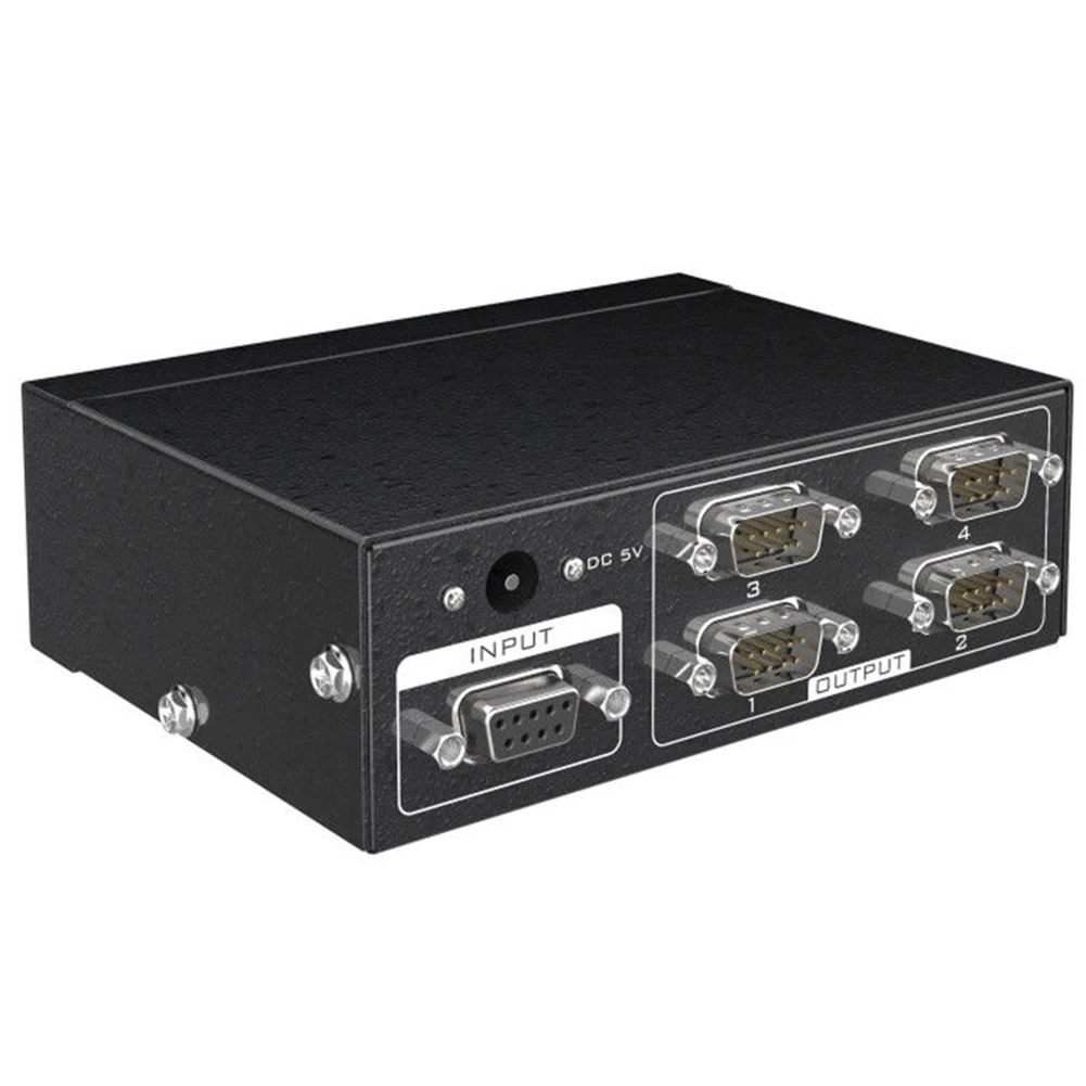 MT-RS104 Active Serial RS232 Splitter 1 to 4 RS232 Bi-Direction Switcher Splitter 4 to 1 with Power Adapter-EU Plug_N22R