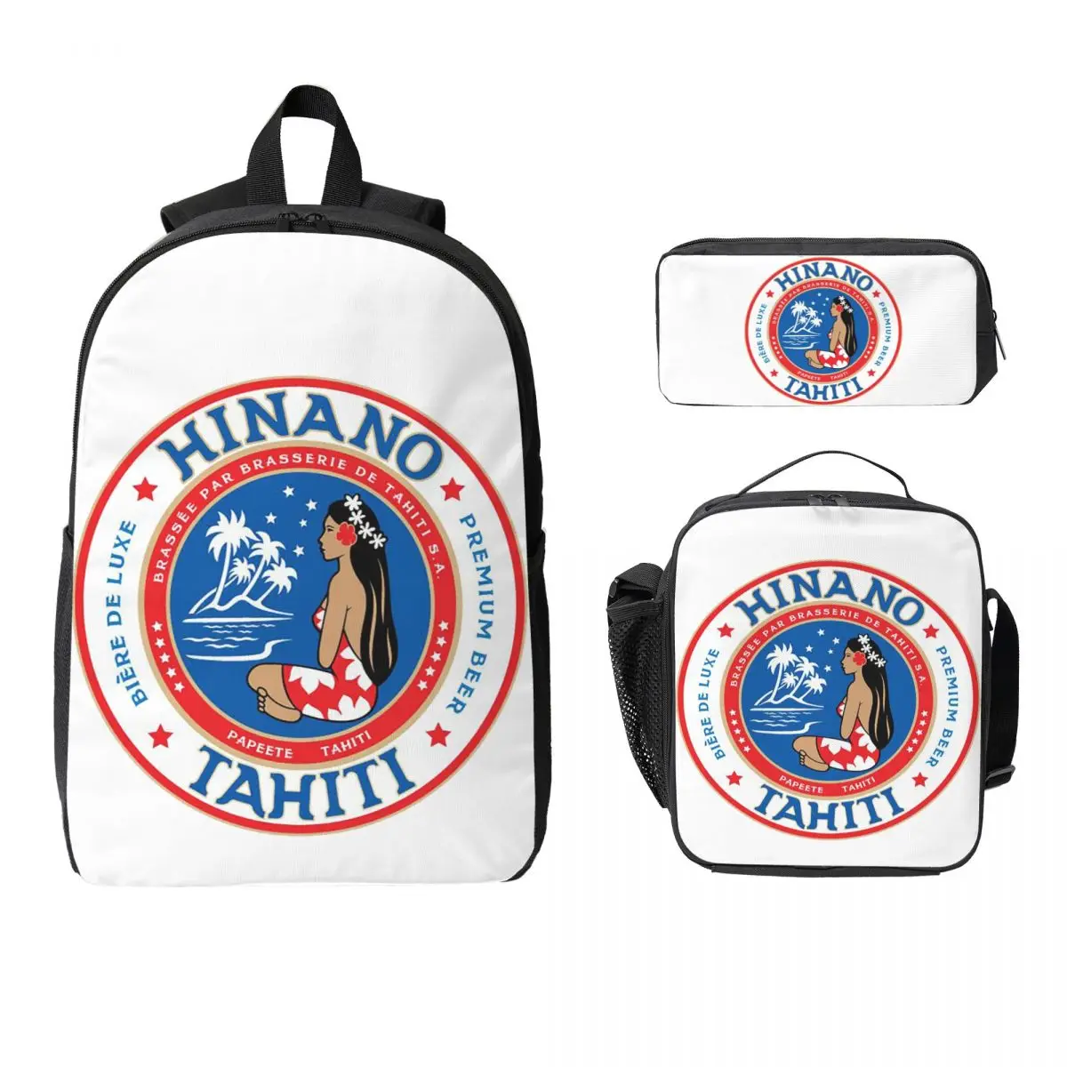 

Hinano Tahiti Backpack Student Boys Girls BookBag School Bag Laptop Shoulder Bags 3ps Insulated Lunch Bag Pencil Case
