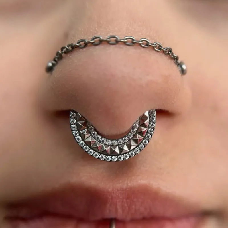 

1PC G23 Titanium Nose Rings Hinged Septum Clicker Segment Hoop Zircon Ear Conch Cartilage Daith Earrings Body Piercing Jewelry
