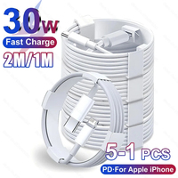 USB C For iPhone 14 13 12 11 Pro Max Mini 6 7 8 Plus XS X XR SE iPad 20W Phone Data Sync Fast Charging Wire Cord 1M 2M