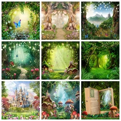 Enchanted Forest Photography Backdrop Fairy Tale Butterfly Mushroom Baby Shower Birthday Party Photo Background Photostudio Prop