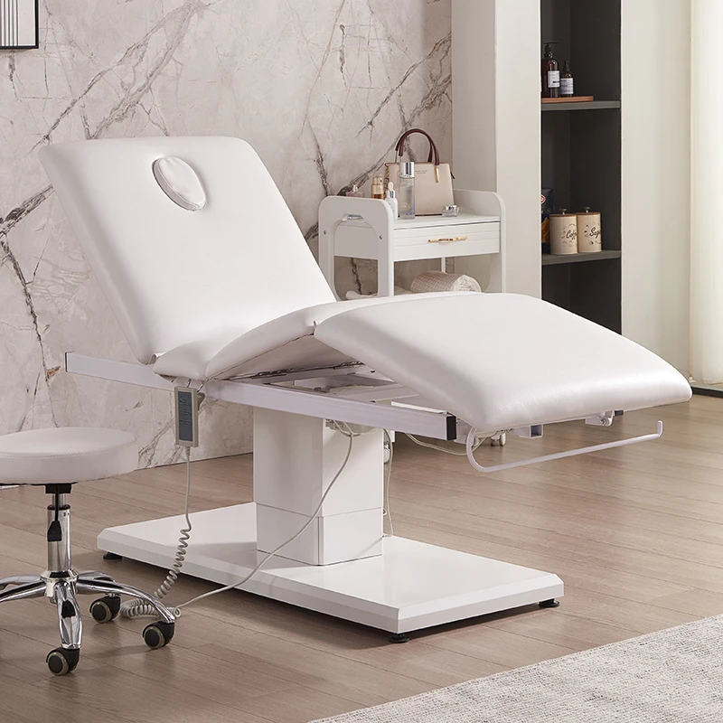 Mesa De Massagem Elétrica De Couro Facial, Mobiliário De Salão, Cama De Beleza Moderna, Spa De Luxo, Base Branca Preta, CE Lash, 3, 4 Motores