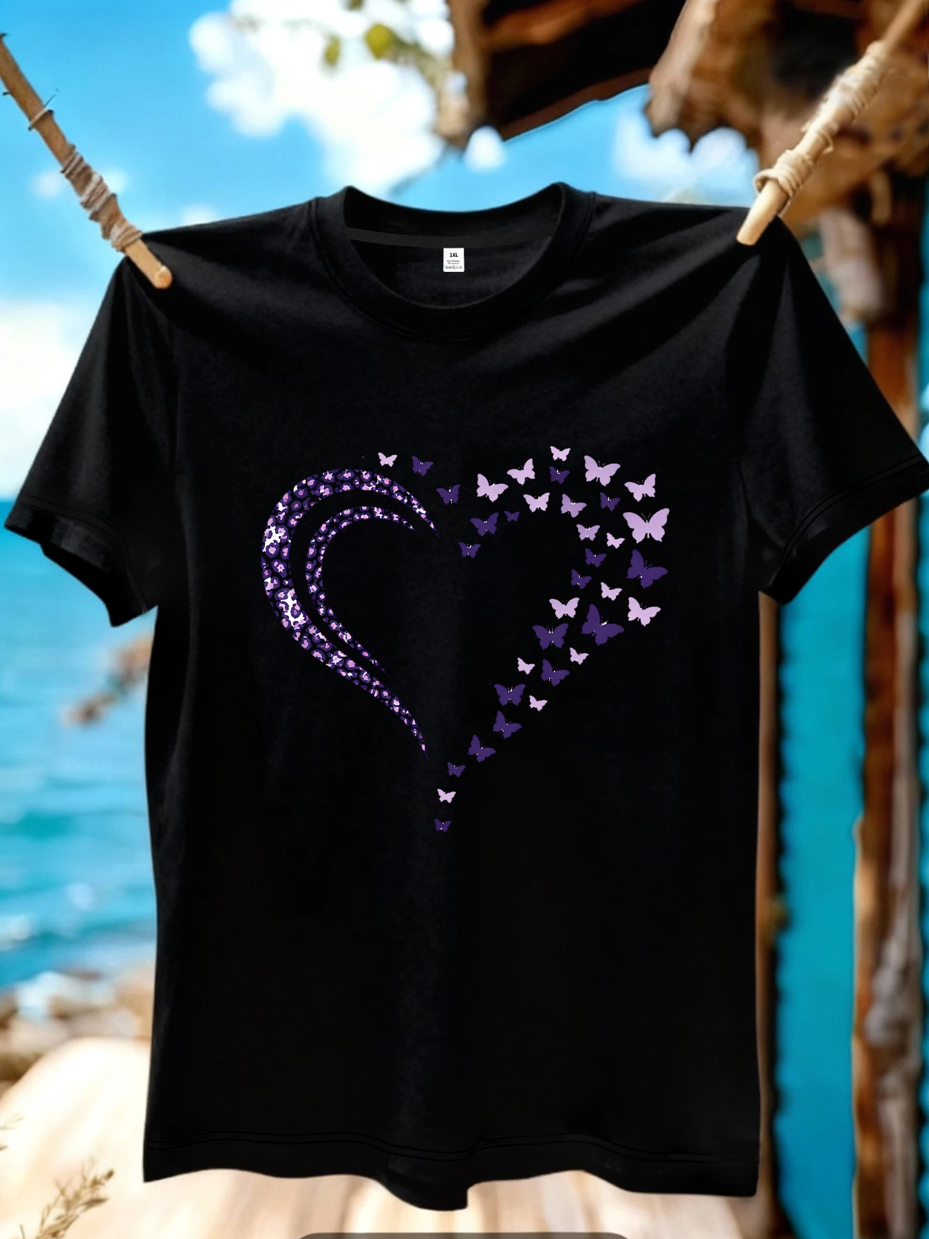 

【JYDX1160】Love printing plus size women's round neck T-shirt summer casual street fashion women's Joker short sleeve T-shirt